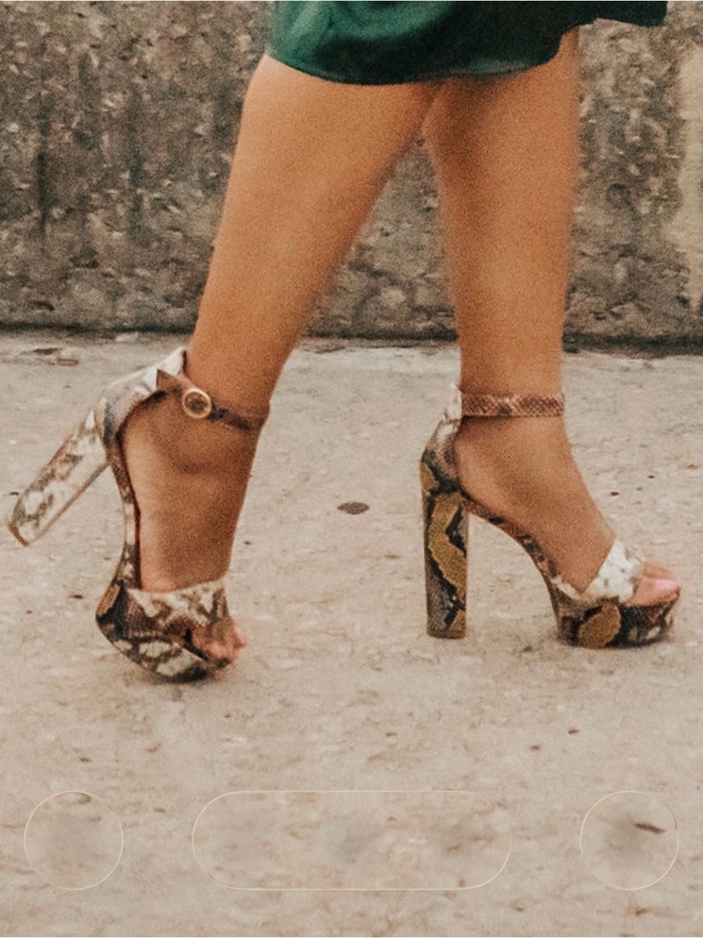 BAMBOO Multicolor Snake-Print Platform Block Heel Sandals - Picture 2 of 2
